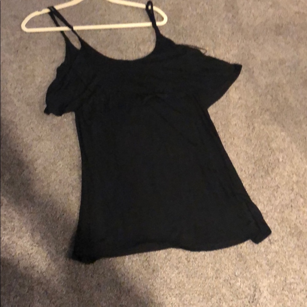 Black mini flowy dress.